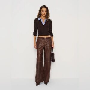 Reformation Vida Giselle Low Rise Lennox Brown Straight Leg Pants